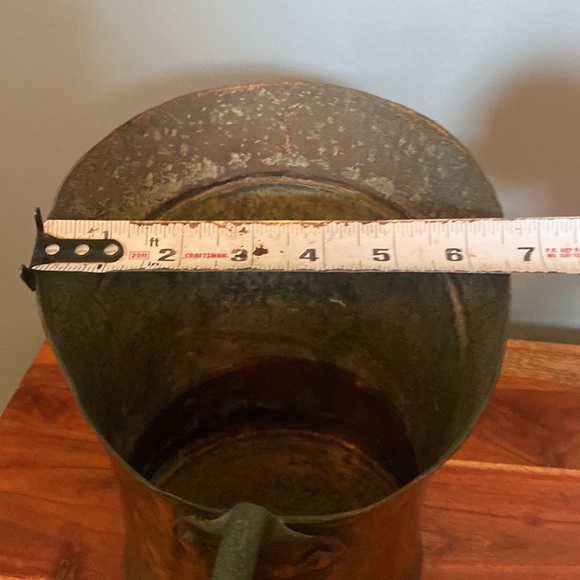 antique handmade forged hammed copper floral bird engraved pitcher coal scuttle - Picture 9 of 9